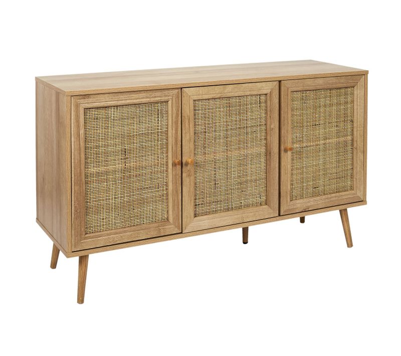 Buffet 3 Portes En Cannage Et Panneaux De Particules