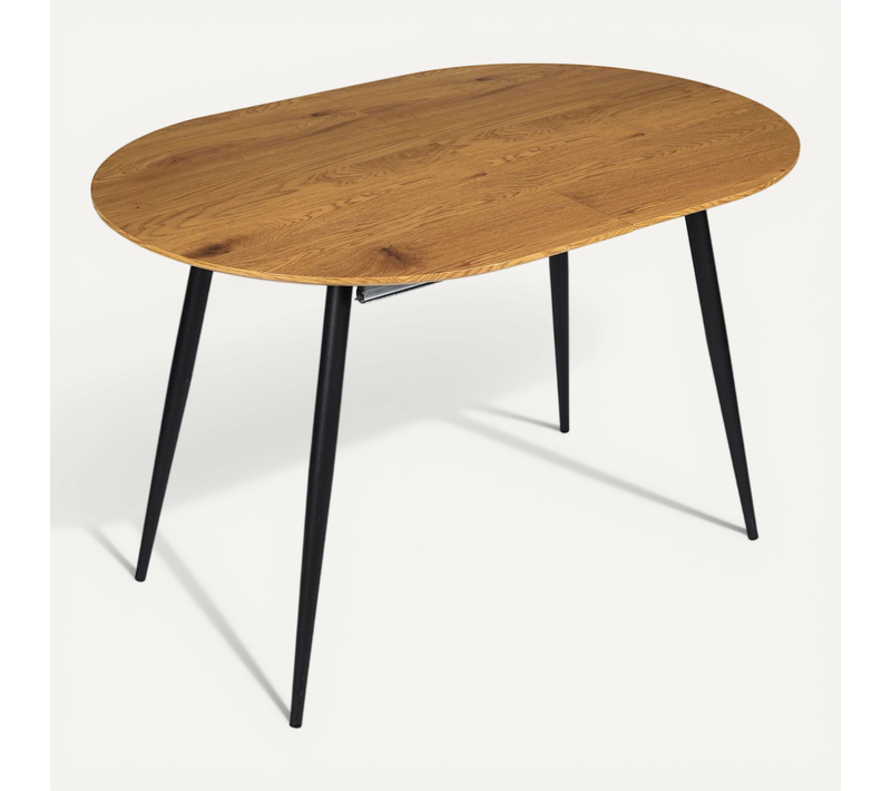 Table Extensible Ovale Effet Bois 4 à 6 Places Design Rétro - L. 120 à 160 Cm