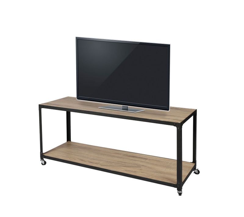 Meuble TV Factory Avec 4 Roulettes - Bois Et Noir