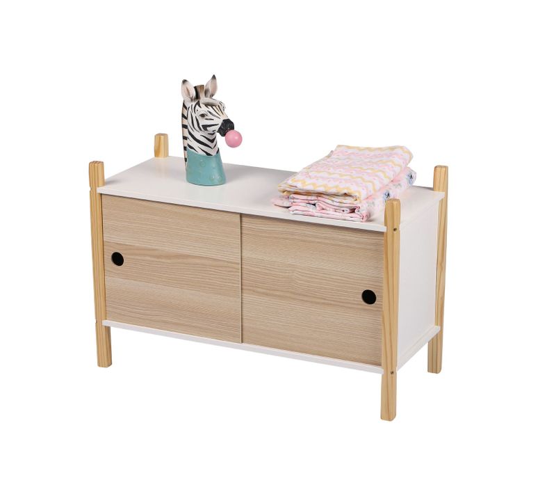 Armoire Pour Enfant Dream Avec 2 Portes Coulissantes - Bois Et Blanc