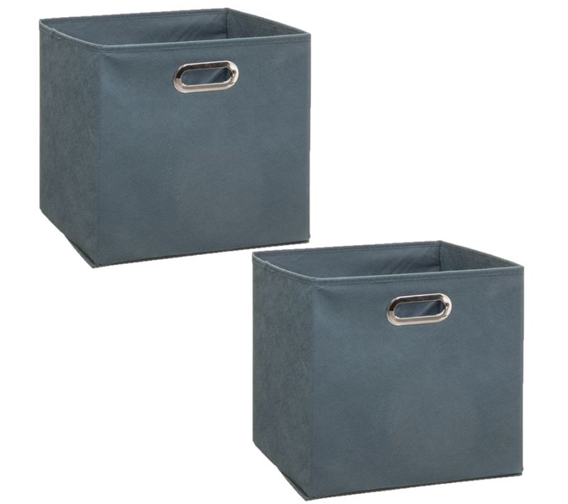 Lot De 2 Boites De Rangement Pliable - 31 X 31 - Bleu Orage