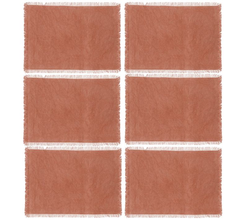 Lot De 6 Sets De Table Maha En Coton - Longueur 45 Cm X Largeur 30 Cm - Rouge Terracotta