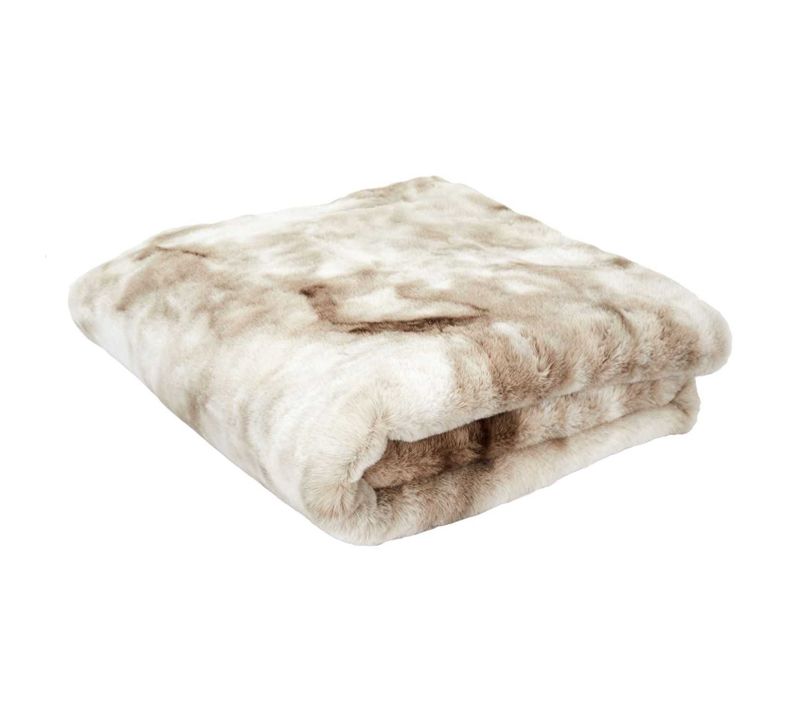 Plaid Imitation Fourrure Opulence - 200x140cm - Marron Et Beige