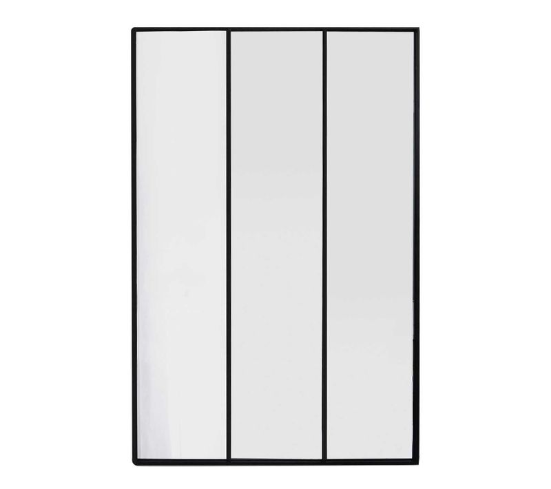 Miroir XXL Style Verrière En 3 Parties En Métal - Noir