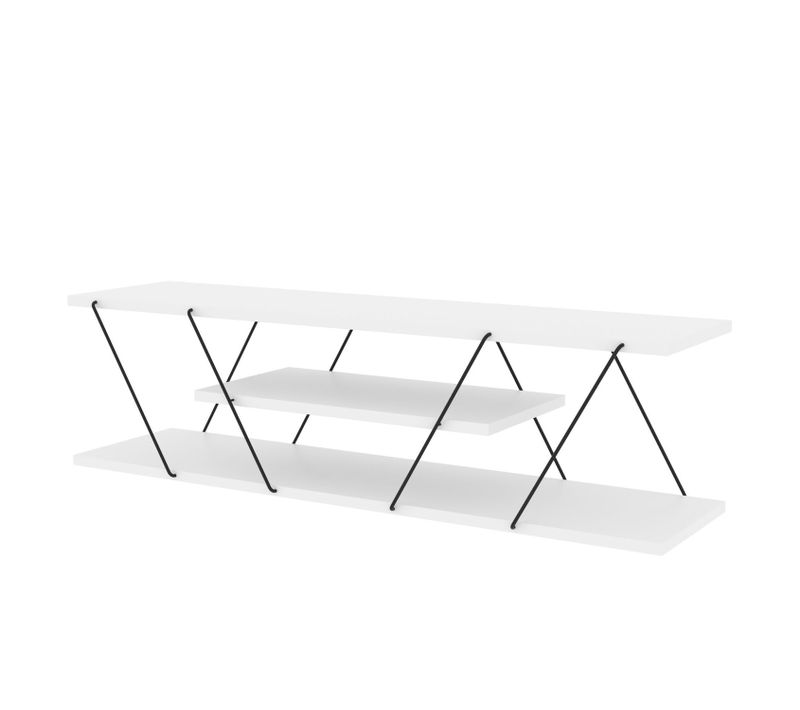 Meuble TV En Mélaminé De Style Industriel L.120cm - Blanc