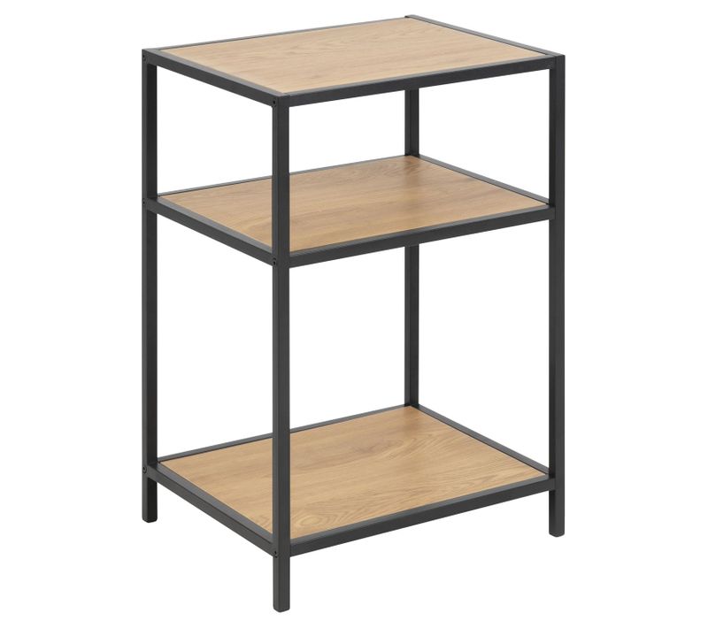 Table De Chevet Ou D'appoint 2 Étagères En Mdf Et Métal - Beige Et Noir