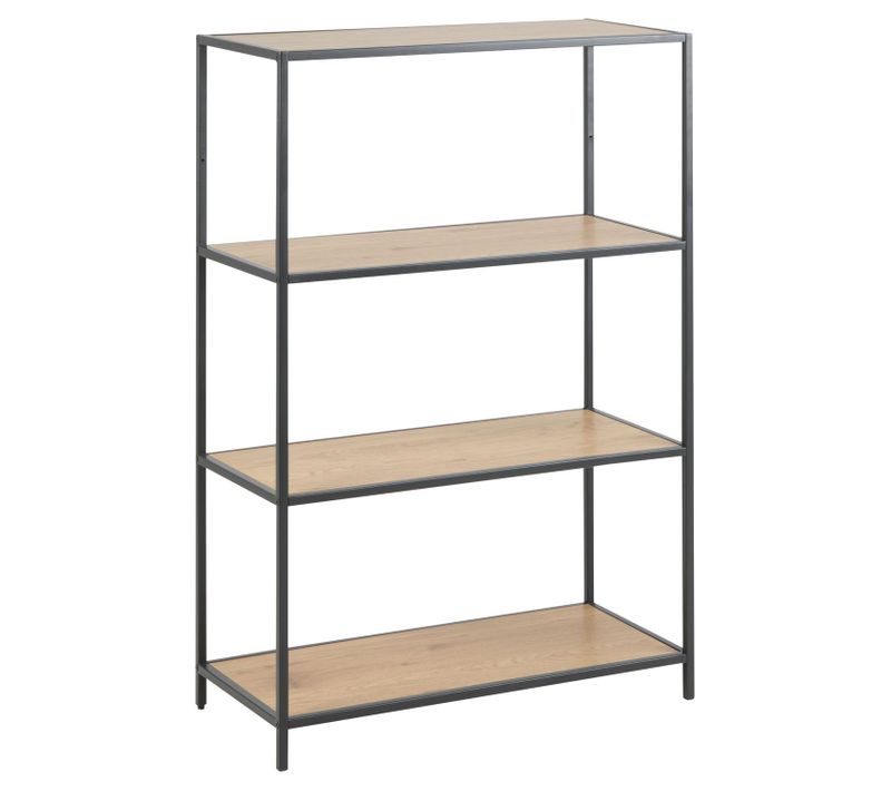 Bibliothèque 3 Niveaux En Mdf Et Métal - Noir Et Beige