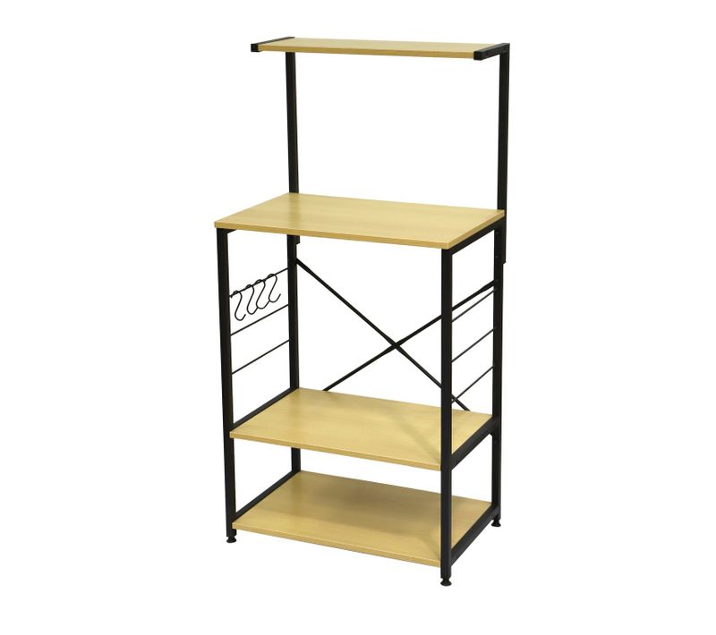 Etagère De Cuisine Colorado 4 Niveaux Avec Accroches En Mdf Et Métal - Beige Et Noir