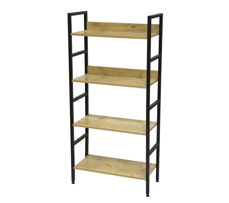 Etagère Droite 4 Niveaux Colorado H.126 En Métal Et Mdf - Beige Et Noir