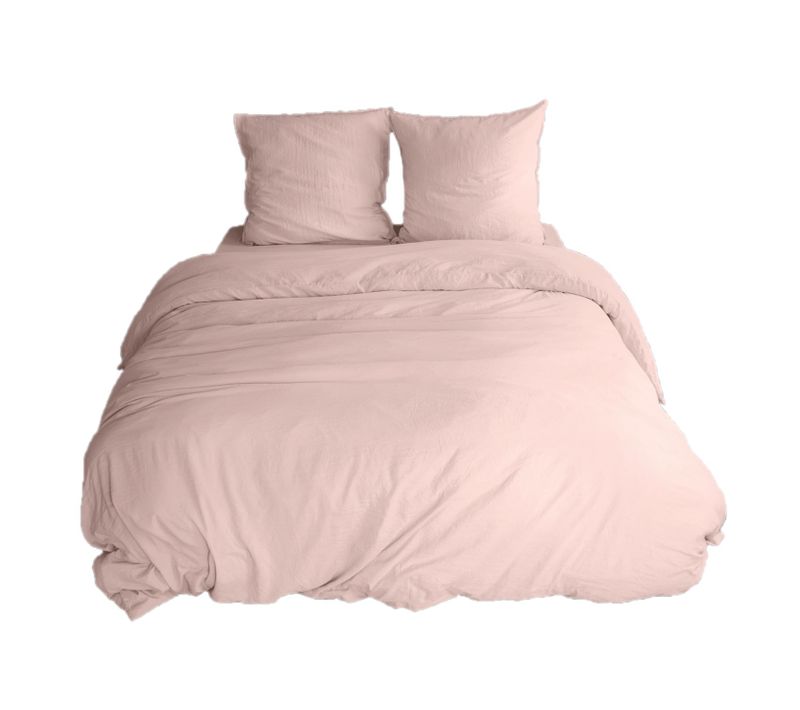 Parure De Lit - 100% Microfibre Lavée - 220 X 240 Cm - Rose Poudré