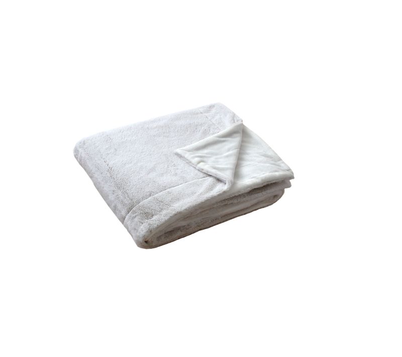 Plaid Azura Imitiation Fourrure 2 Tons Et Flanelle - 150 X 125 Cm - Blanc