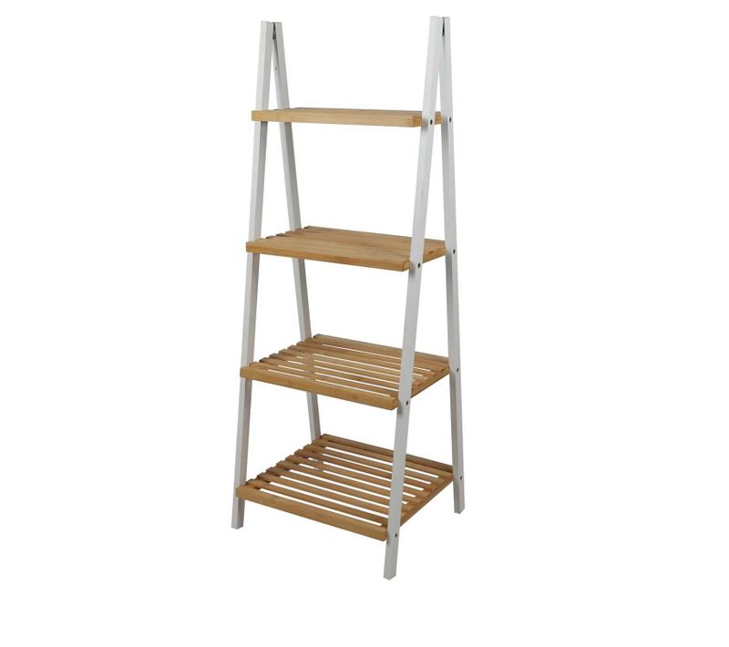 Etagère 4 Niveaux Pyramide En Bois - Marron Et Banc