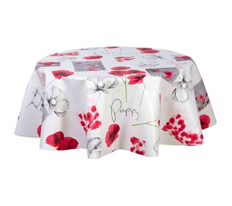 Nappe En Toile Cirée Ronde Coquelicot - Diam. 135 Cm - Rouge