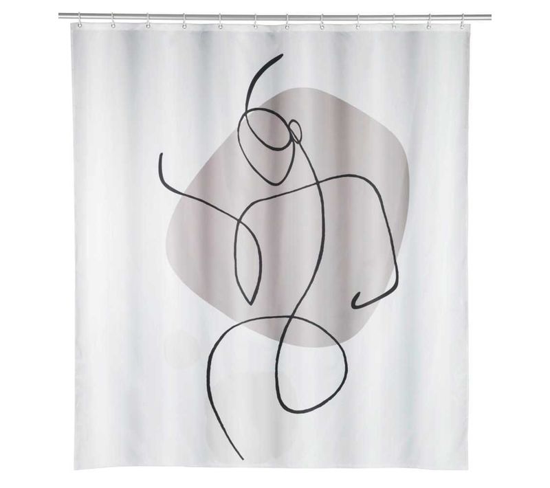 Rideau De Douche Silhouette 180 X 200 Cm - Blanc Et Gris