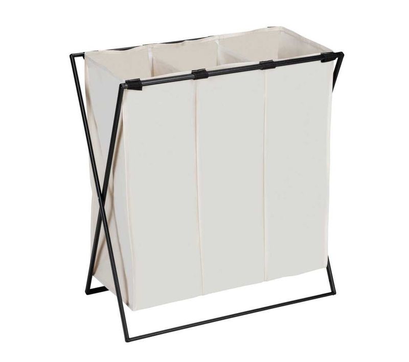 Panier à Linge XL Avec 3 Compartiments - Beige