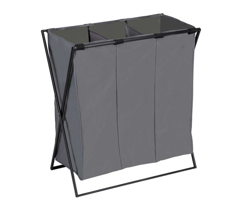 Panier à Linge XL Avec 3 Compartiments - Gris