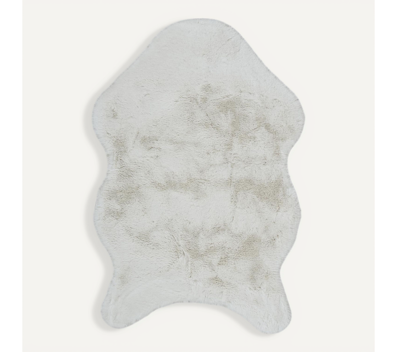 Tapis Imitation Fourrure Poils Fins - 60 X 90 Cm - Ecru