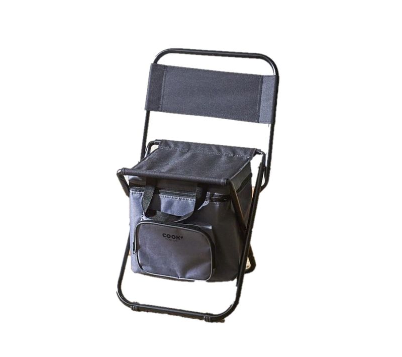 Chaise De Camping Pliante 2 En 1 Avec Sac Isotherme - Gris Et Noir