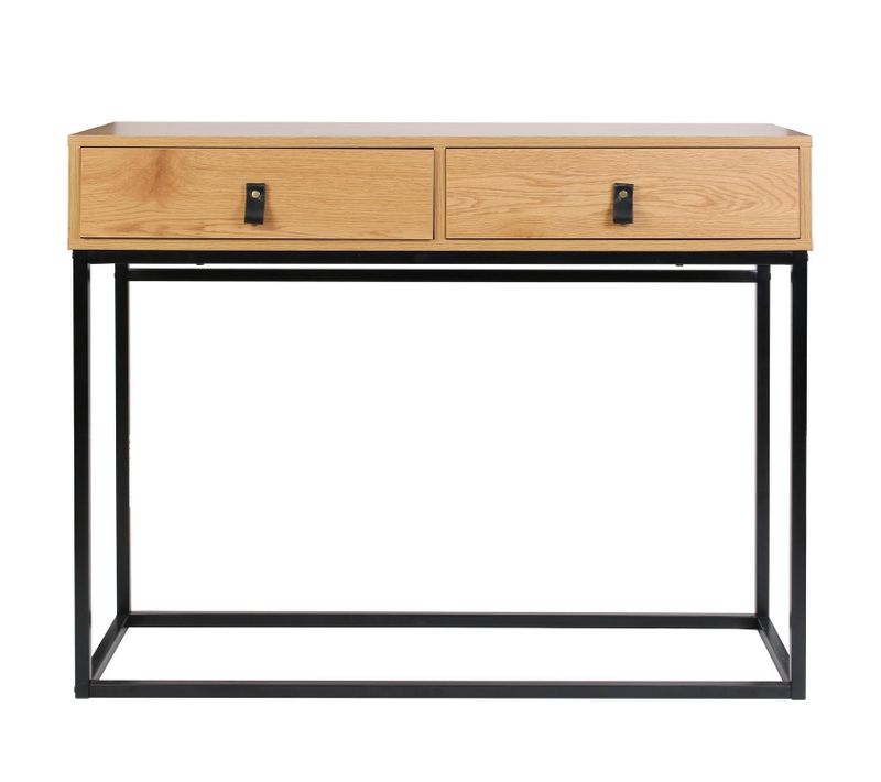 Console 2 Tiroirs En Bois Et Métal Jack - Marron Et Noir