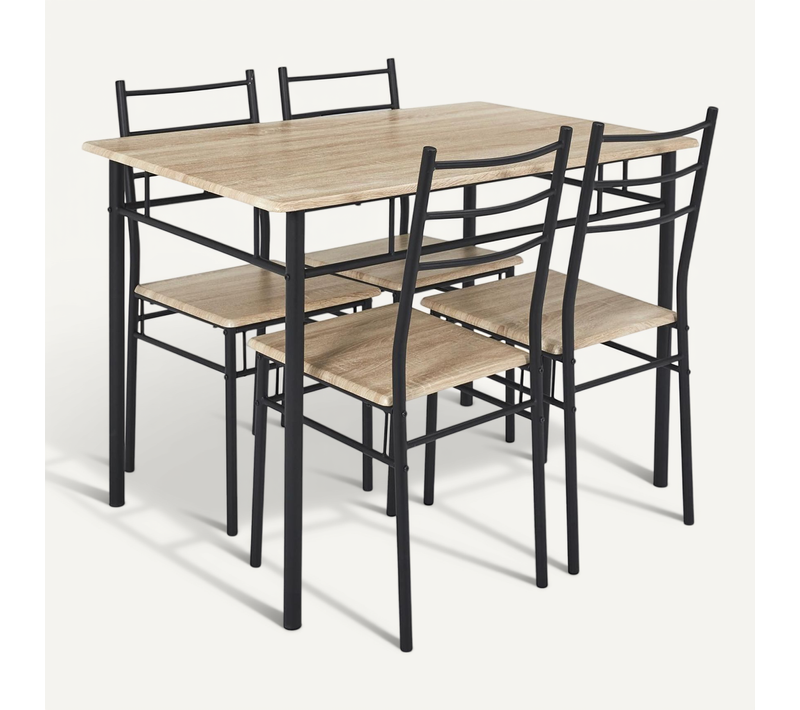 Ensemble Table à Manger Et 4 Chaises Kalo - Marron Et Noir