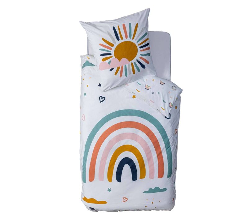 Parure De Lit Enfant Arc En Ciel - 100% Coton 57 Fils - 140 X 200 Cm