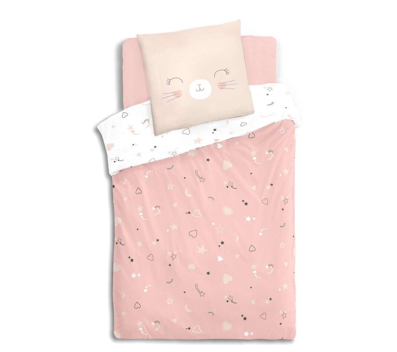 Parure De Lit Enfant Chat - 100% Coton 57 Fils - 140 X 200 Cm