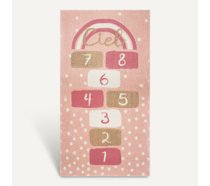 Tapis Enfant Rectangulaire Marelle - 80 X 150 Cm - Rose
