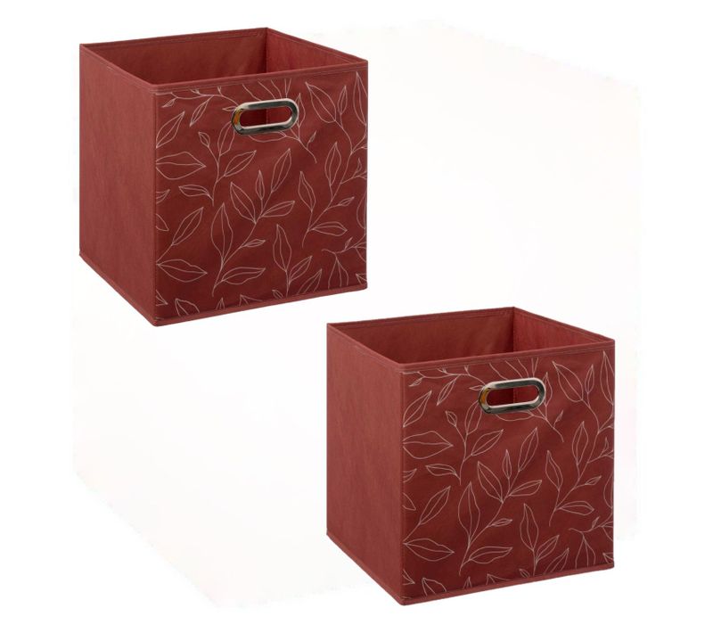 Lot De 2 Boites De Rangement En Tissu Minimalist - 31x31x31cm - Rouge