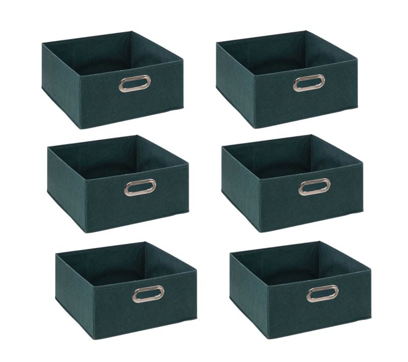 Lot De 6 Boites De Rangement En Tissu - 31x31x15cm - Bleu Pétrol