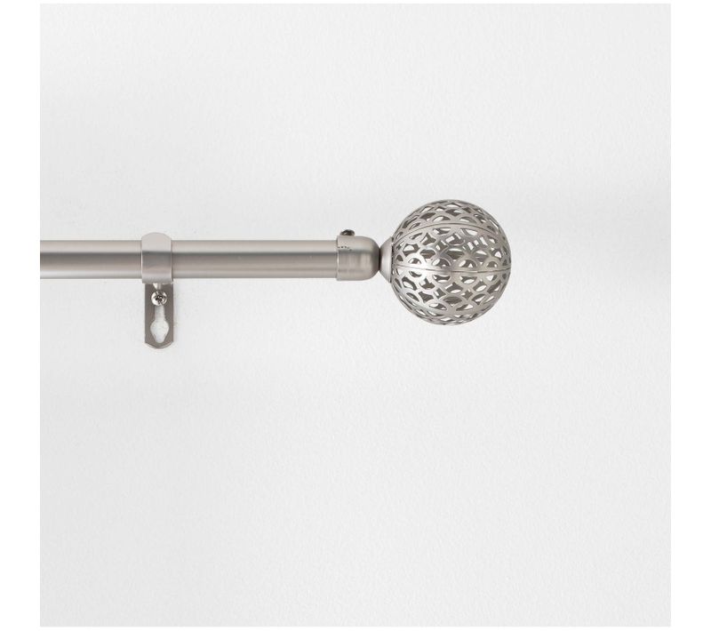 Kit De Tringle à Rideaux Extensible Sphère - L120 /l210 Cm - Chrome