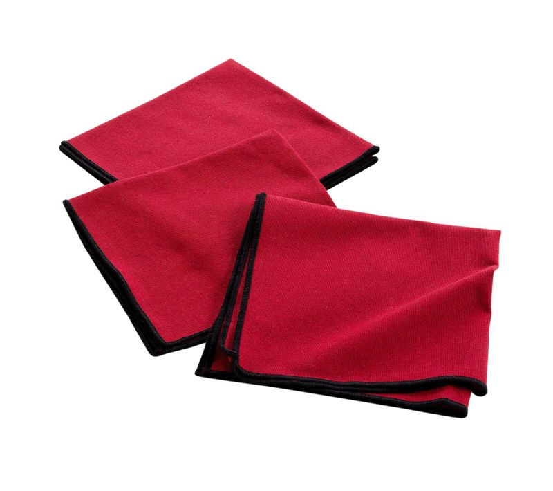 Lot De 3 Serviettes De Table En Coton Recyclé Anaïs - Bordeaux