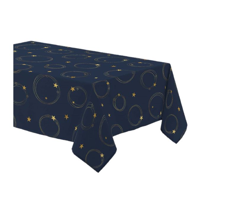Nappe Rectangulaire Antitache Et Infroissable Etoiles Scintillantes - 150 X 240 Cm - Bleu Et Or