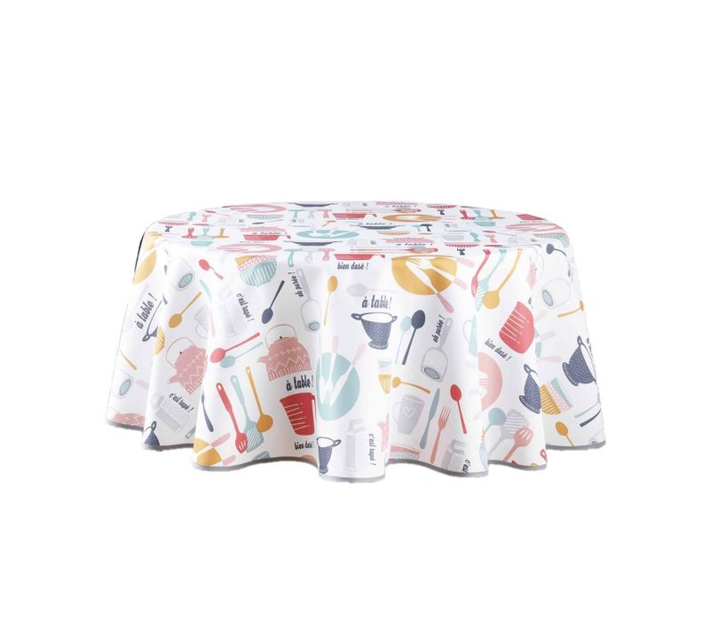 Nappe Ronde Antitache à Table - Diam. 180 Cm - Multicolore