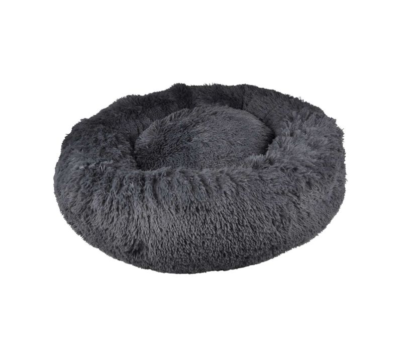 Coussin Doux Et Rond Snow Pour Chien Et Chat - Gris Anthracite - Diam 95 Cm