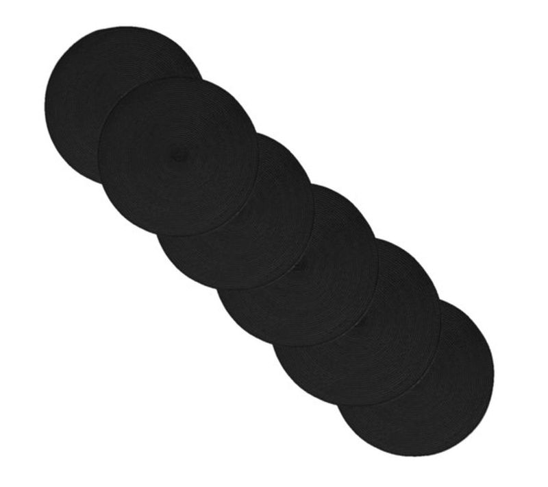 Lot 6x Set De Table Tressé Rond - Diam. 38 Cm - Noir