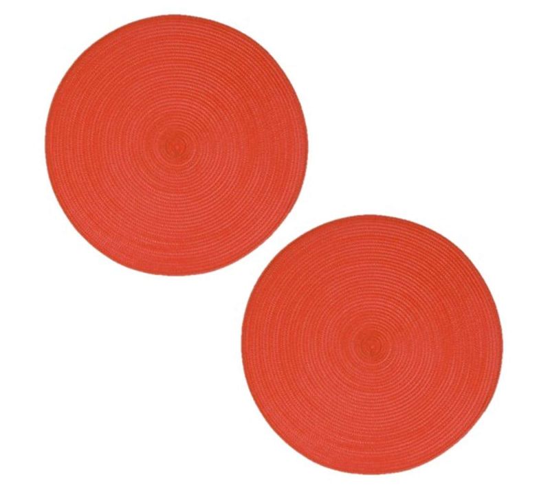 Lot De 2 Sets De Table Tressés Ronds - Diam. 38 Cm - Rouge