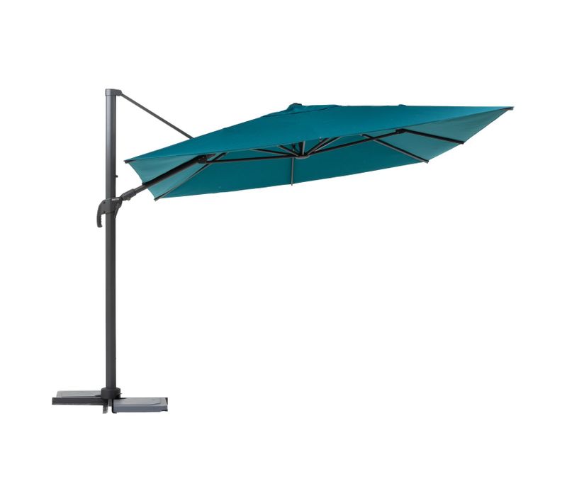 Parasol Déporté Rectangulaire Melhia - L. 400 X L. 300 Cm - Bleu Canard