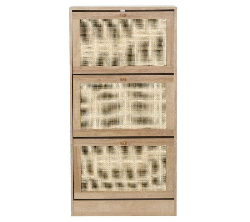Meuble à Chaussures 3 Portes Bali En Cannage - Marron