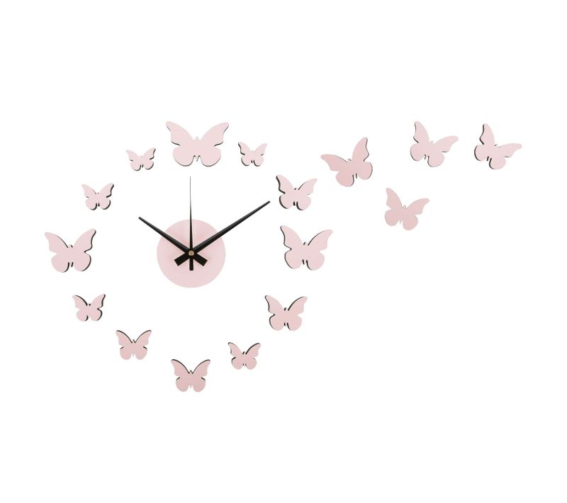 Horloge Murale Papillons - Rose