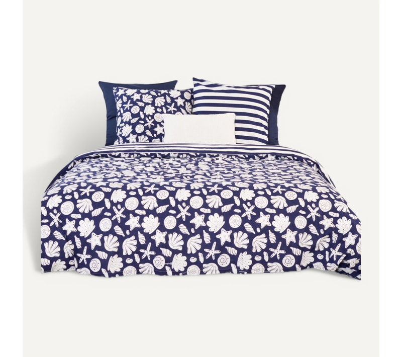 Parure De Lit Croisic - Coton Adouci - 240 X 260 Cm - Bleu Marine