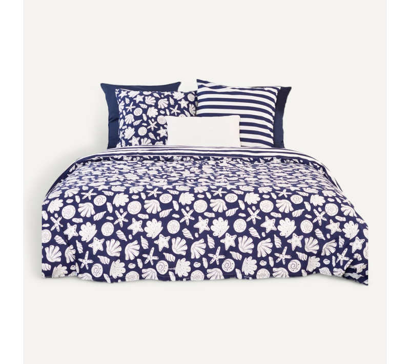 Parure De Lit Croisic - Coton Adouci - 220 X 240 Cm - Bleu Marine