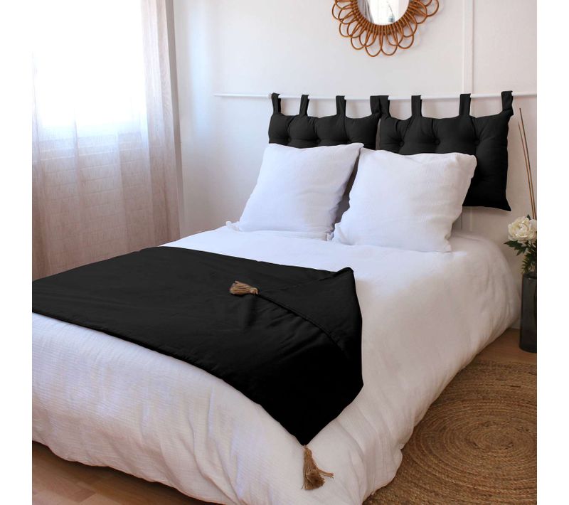 Edredon En Coton Avec Pompons 190x90cm - Noir