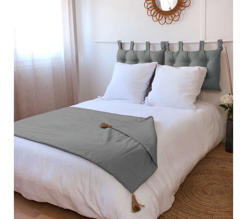 Edredon En Coton Avec Pompons 190x90cm - Gris Clair