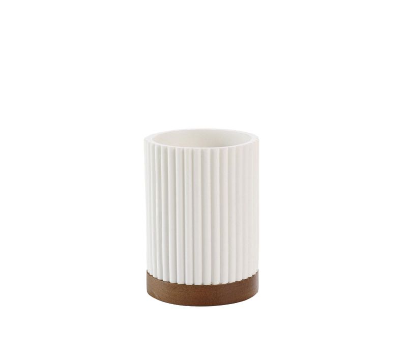 Gobelet De Salle De Bain Hamilton Effet Pierre Et Acacia - Blanc