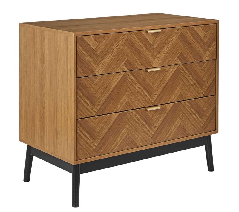 Commode 3 Tiroirs En Bois Felix - Marron Et Noir