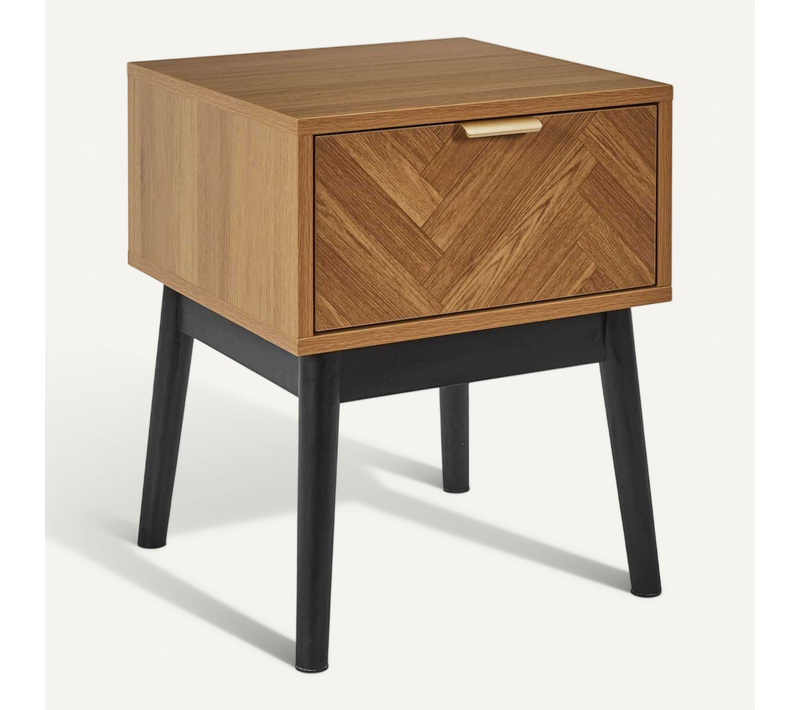 Table De Chevet 1 Tiroir En Bois Felix - Marron Et Noir