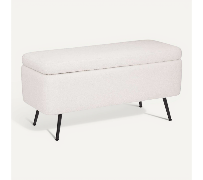 Banc De Rangement En Velours Aurora - Blanc