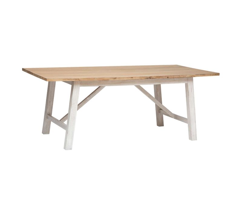 Table à Manger En Bois Pour 6 Personnes Olbia - Beige Et Blanc