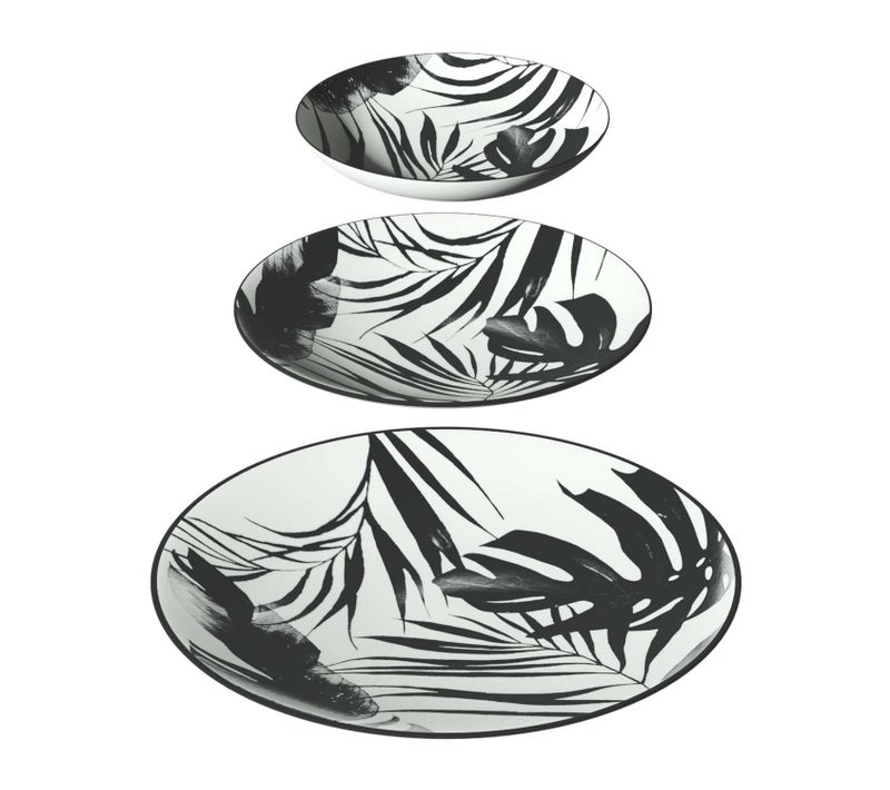 Service Vaisselle 18 Pièces Palmier - Noir