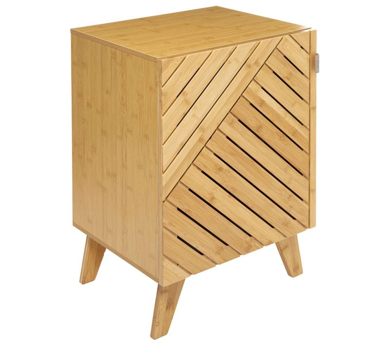 Meuble De Salle De Bain 1 Porte En Bambou Bath N' Modul - Beige